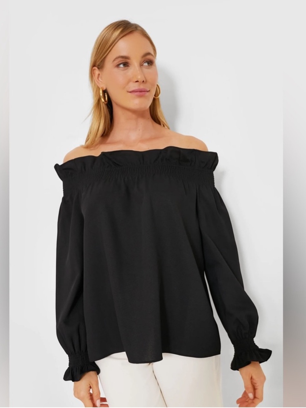 Tuckernuck Black Marguerite  off the shoulder blouse